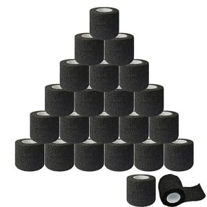 3/6/12pcs 5cm*4.5cm Black Tattoo Grip Bandage Cover Wraps Tapes Nonwoven Waterproof Self Adhesive Finger Protection Tattoo Accessories