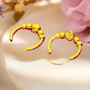 【ZP】Cute ต่างหูลูกปัดนำโชคสีทองสำหรับงานแต่งงานของขวัญวันเกิดเครื่องประดับที่สวยงาม