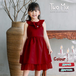 Two Mix Baju Anak Perempuan Fashion - Dress Anak Perempuan Bahan Satin Usia 1-12 Tahun 4235
