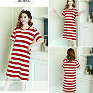 Maternity Dress Cotton Plus Size Korean Confinement Clothes Maternity Going Out Postpartum Short Sleeve Nursing Dress Pajamas Cute Cartoon Pregnant Dress