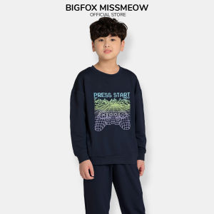 (Từ 41- 55kg) Bộ nỉ bông bé trai Bigfox Miss Meow size đại bộ thu đông bé trai in Press Star size trẻ em 12131415 tuổi