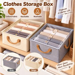 SVSAKZ168 Vải Oxford Hộp đựng quần áo Có thể gấp lại. Có thể xếp chồng lên nhau. Thùng chứa đồ Đa năng có nắp Hệ thống sắp xếp tủ quần áo Sử dụng tại nhà