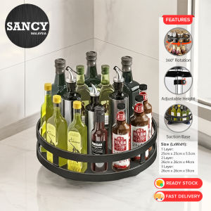 SANCY 1/2/3 Layer Rotating 360º Kitchen Spice Rack Seasoning Organizer Kitchen Rack Adjustable Height Condiments Storage Rak Rempah - Fulfilled by SANCY