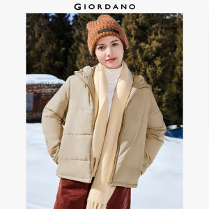 Giordano Women Solid color zip front padded hooded jacket Free Shipping 05372731