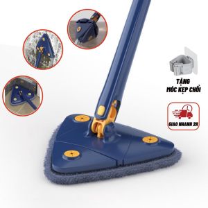 Chổi lau nhà thông minh hình tam giác tự vắt xoay 360 độ cây lau sàn nhà lau trần nhà tường nhà cây lau kính