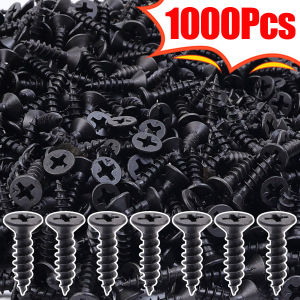 1000ชิ้น สกรูหัวหกเหลี่ยมหัวแฉกเหล็กกล้าคาร์บอนดำ / สกรูเกลียวปล่อยหัวแฉก / สำหรับไม้ โลหะ