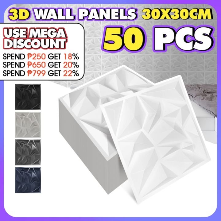 50Pc Pvc Wall Panel 3D Wallpaper Wall Design Decor Home Living Room ...