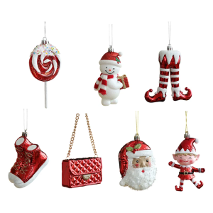 12X8CM Christmas Tree Cartoon Ornament Plastic Hanging Decorations For Holiday Party Home Festival Decoration