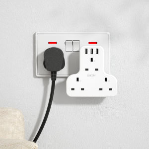 LENCENT 6 in 1 Charger with 3 AC Outlet and 3 USB Ports Plug Extension 3 Way Multi Charger Plug Adaptor Wall Socket for Home Office 13A 3250W