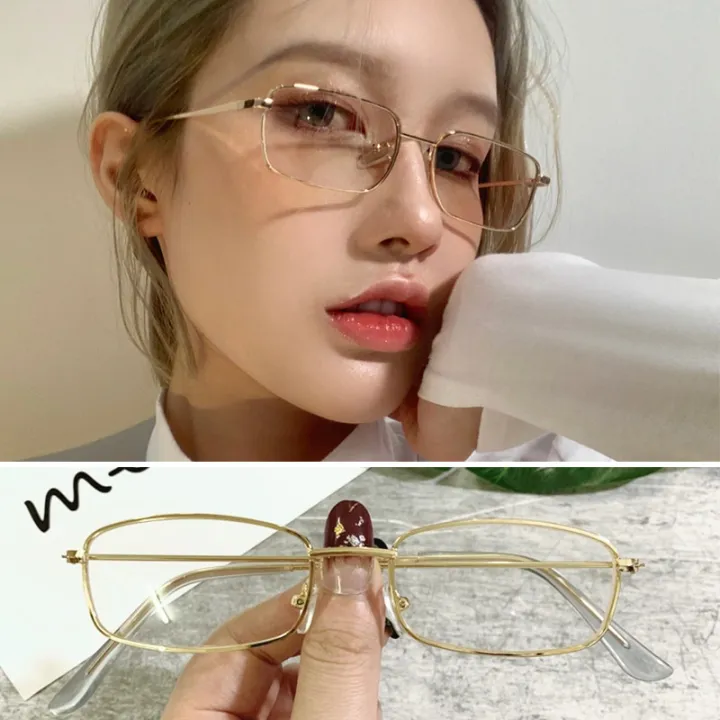 We Flower Korean Fashion Aesthetic Narrow Rectangle Fram Clear Lens  Eyeglasses For Women Girls Stylish Beauty Eyewear Decoration Ornaments  Lazada PH