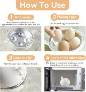 Nồi hấp trứng vi sóng 4 quả Máy hấp trứng vi sóng di động Máy hấp trứng hình con gà Dụng cụ hấp trứng chần Dụng cụ làm bữa sáng nhanh chóng 4.8x3.7 inch