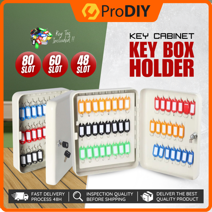 48 / 60 / 80 Keys Box Lockable Security Metal Key Cabinet Storage Box ...
