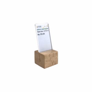Kệ mica 1 mặt đế gỗ Enter FG-04 30x50mm Kệ thông tin sản phẩm Standee mica để bàn Bảng quét mã QR Code