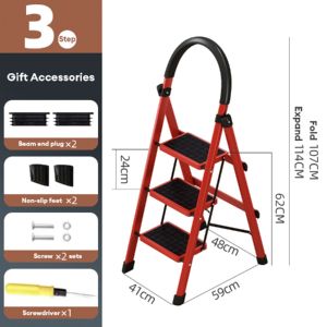 Household Foldable Ladder 3/4/5/6 Steps Staircase Folding Pedal Steel Pipe Stair Platform Ladder Indoor Thickened Pedal Staircase tangga