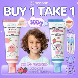 Scoban Teeth Kids Toothpaste (3-12 Years Old) 50ml for Gentle Care for kids Teeth 50g Whitening and preventing tooth decay