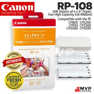 Canon RP-108 RP108 RP 108 High-Capacity Color Ink Paper Set for SELPHY 1300 1500 Printer MVP CAMERA