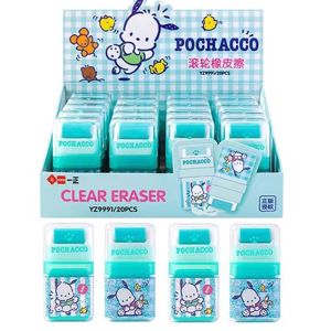 2 In1 Sanrio Cute Kuromi Cinnamoroll Pochacco MyMelody Roller Colorful Rectangle Eraser Rubber Students Stationery Kids Gifts School Office Correction Supplies eraser