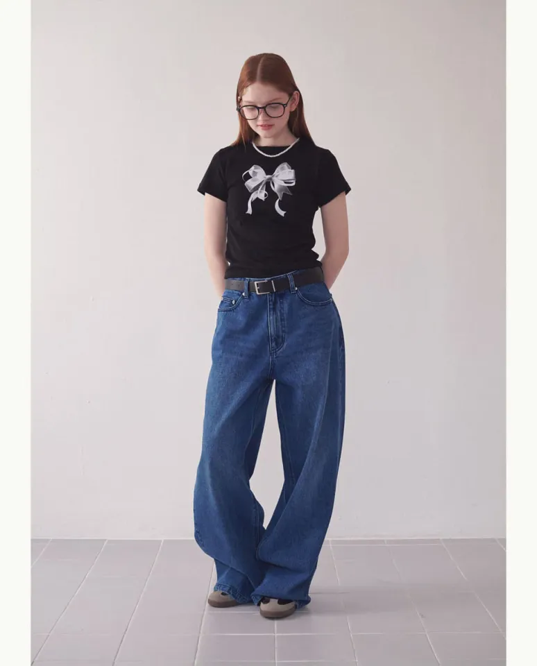 RONRON★人気★韓国★コラボ★RIBBON LADY DOG OVER FIT T SHIRT RIBBON LADY DOG OVER FIT T SHIRT BLACK - RONRON 론론