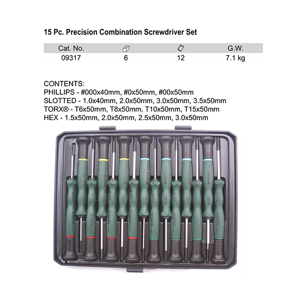 Obeng Kecil, L, Bintang 15 pcs Set 09317 Sata Tools