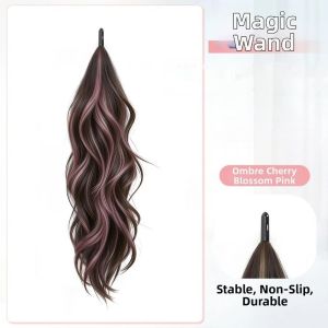 OOC Synthetic Long Curly Ponytail Extensions Flexible Wrap Around 24Inch Pony Tail Hairpieces Fashion Layered Wave Ponytail Wig for Women