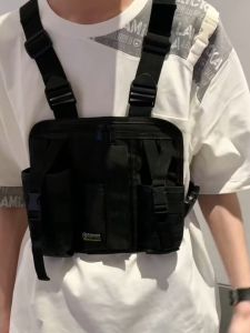 Men High-Density Nylon Vest Bag with Multiple Compartments Casual Workwear Chest Pack for Outdoor