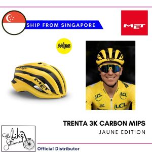 MET Trenta 3K Carbon Mips Jaune Edition Road Performance Cycling Helmet - TDF Edition
