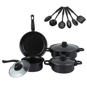 MIRELINA 13pcs Kitchenware Cookware Set Non Stick Multifunctional Frying Pan Durable Kitchen Utensil Wok Soup Pot Induction Cooker