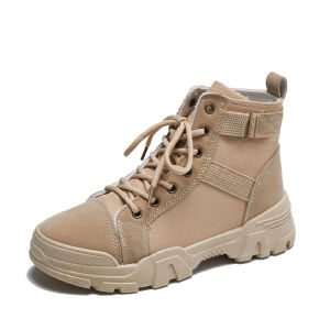 MELODY Korean Version Ankle Short Boots Thick Bottom Martain Boots Lace Up Casual Shoes Women