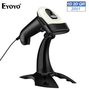 Eyoyo เครื่องสแกนบาร์โค้ด 1D 2D QR Barcode Scanner มิติไร้สายพร้อมขาตั้งปรับได้บลูทูธและเครื่องอ่านบาร์โค้ดแบบมีสายไร้สาย2.4กรัมพร้อมเครื่องสแกนหน้าจอ การตรวจจับอัตโนมัติระบบ For Android Mac IOS เกื้อหนุนหน้าต่าง
