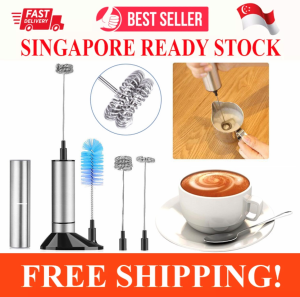 HANDHELD MILK FROTHER BATTERY OPERATED ELECTRIC EGG BEATER & FORM MAKER FOR COFFEE LATTE CAPPUCCINO HOT CHOCOLATE DURABLE DRINK MIXER WITH 3 KINDS OF STAINLESS STEEL WHISK & COUNTER STAND