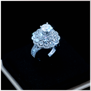 Nhẫn nữ Bạc 925 Xi Kim Moissanite Viên Chủ 5.4mm KNNU0012 Kim Luxury