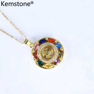 Kemstone สร้อยคอจี้กังหันลมคริสตัลแบบหมุนได้ของขวัญเครื่องประดับเงินกุหลาบทองสำหรับผู้หญิง