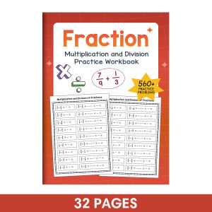 32 Pages Essentials Multiplication & Division Fractions Skill Workbook For Practicing Multiplying and Dividing Arithmetic Manipulations of Fractions Math Workbook Educational Notebook Activity Worksheet Fraction Exercises Paper Sheets Calculation Workb