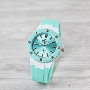 Jam tangan WAnita GV TECH 001 bulat tali silicon / rubber analog original