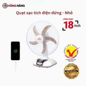 Quạt sạc tích điện Honjianda 628 18 inch - công suất 28W có remote điều khiển từ xa tích hợp đèn LED hỗ trợ cúp điện