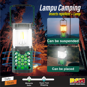 3 in 1 Rechargeable Solar Lamp Insect Repellent UV Camping Lamp/ Lampu Camping Solar