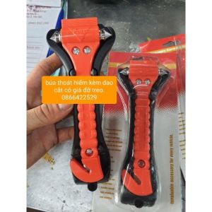 búa thoát hiểm phá kính xe ô tô kèm dao sắc và giá đỡ loại to cho xe tải xe hơi xe khách