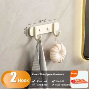 Aluminum Alloy Hook Rack Wall Mounted Clothes Hanger Multi Hooks Organizer for Towels Hats Bags Keys Bathroom Storage