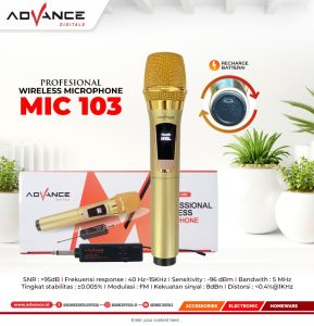 【READY STOCK】 【ready】Advance MIC-103 Wireless Microphone Profesional Microphone Wireless Double UHP Microphone System Mic wireless Premium Gold design anti-rust and corrosion-resistant metal material suitable for outdoor or indoor events with large spaces
