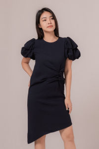 RIMINI - Dress Wanita Simple Puff Midi Katun Crinkle XS-XL - Tiffania Dress 887593