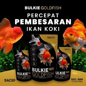 Makanan PREMIUM Pelet Ikan Koki Bulkie Gold Fish Pakan Untuk Pembesaran Growth 500gr 2mm