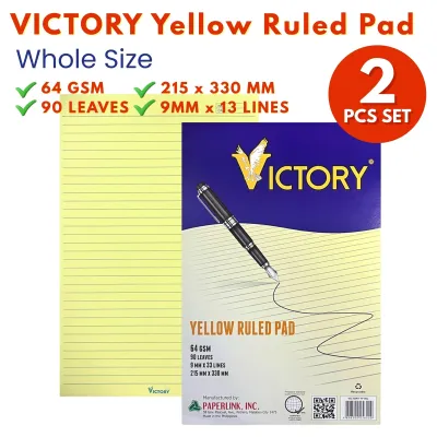 Victory Yellow Pad Paper Set 90 Leaves 64 GSM Ruled Writing Pad School Supplies Whole 1/2 1/4 Size - Homeflix