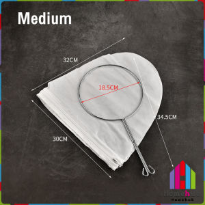 HB Reusable Mesh Milk Tea Filter Bag With Handle Steel Ring Cotton Cloth Filter Kitchen Accessories