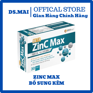 Viên Uống Bổ Sung Kẽm Lysin Betaglucan Zinc Max Giúp Ăn Ngon Miệng Tăng Đề Kháng Hộp 30V
