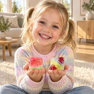 PMO Slow Rebound Squeeze Toy Non-Toxic Ice Cube Ball Fidget Toy Sensory Toy Solid Mixed Colors Squishy Ball Relax Heal