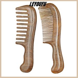 LEYOUFU Natural Sandalwood Hair Combs Anti-Static Wooden Comb Massager Long Wide Tooth Detangle Sandalwood Comb Hair Care Household Gift