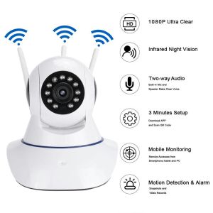 V380 pro Kamera CCTV WiFi PTZ Smart Camera 720P / Kamera Cctv Jarak Jauh Connect Lewat Wifi Hp Pakai Kartu Memori Infrared Bisa Mode Malam Sensor Gerak Suara Sudut Kamera 360 Derajat Indoor Outdoor Rumah