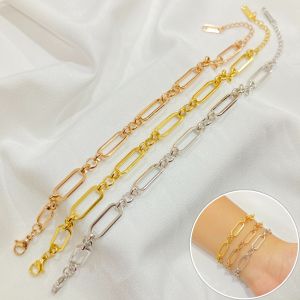 Gelang Rantai Polos Titanium Steel Silver Gold Rosegold Anti Karat Simple Elegant Style