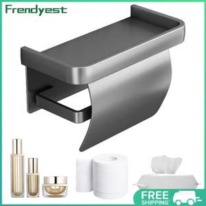 COD [Free Shipping] Self-Adhesive Toilet Paper Roll Holder with Phone Shelf Bathroom Tissue Roll Holder for Bathroom Kitchen Washroom