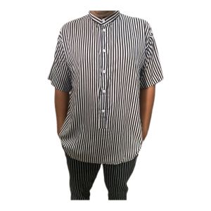 Kemeja Pria Lengan Pendek Kolom Mandarin Stripes Kasual Rayon Kaleena Fashion XS-3XL
